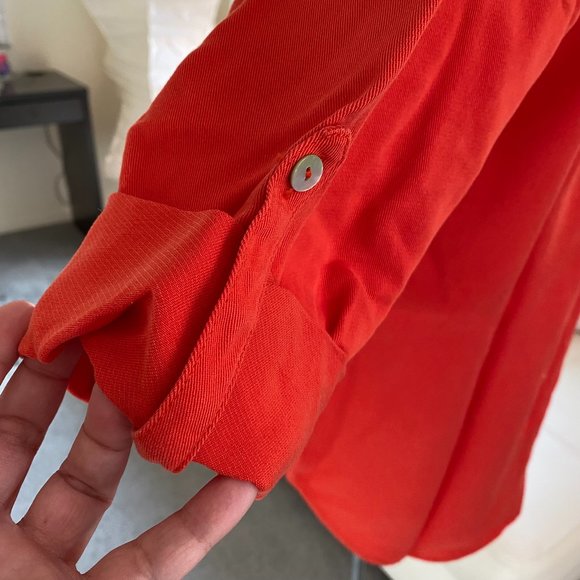 Soft Surroundings Tencel Tunic in Red Orange Long Sleeved Top NEW US Small - Picture 10 of 10